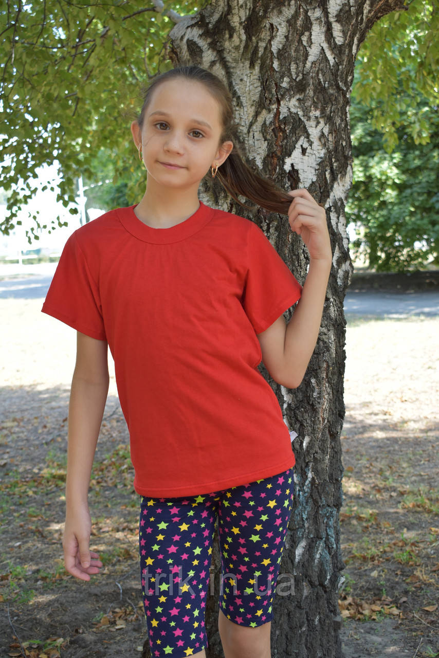 Червона дитяча футболка для дівчаток бейка широка
