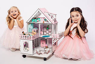 Ляльковий будиночок NestWood "МІНІ КОТЕДЖ" для ляльок LOL на підставці з коліщатками, фото 3