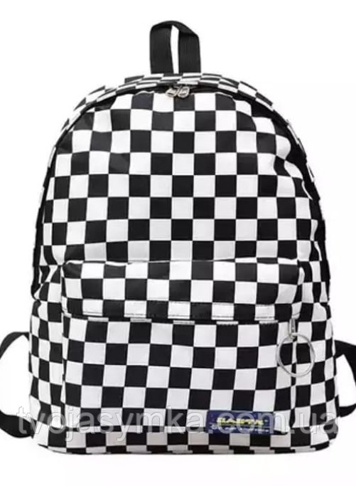 Рюкзак міський в клітку шахматна дошка, чорно-білий 40х30х12см,універсал