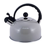 Чайник Kamille Сірий 2.5 л з нержавіючої сталі зі свистком KM-0679A, фото 3