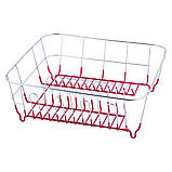 Сушарка для посуду Kamille KM-0763B 37х33х13,5см Червоний Сушарка з піддоном Сушарка для посуду настільна, фото 2