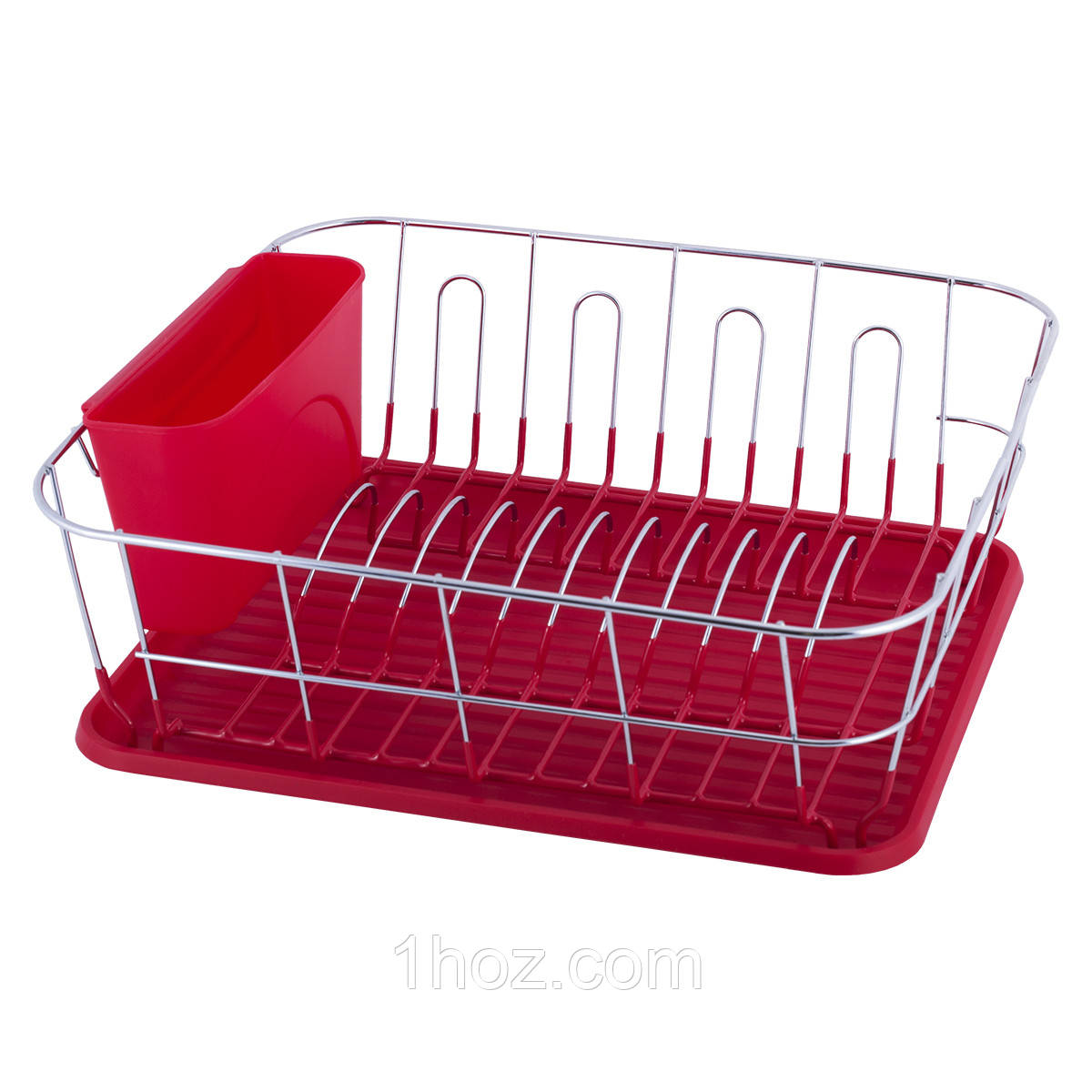 Сушарка для посуду Kamille KM-0763B 37х33х13,5см Червоний Сушарка з піддоном Сушарка для посуду настільна, фото 1