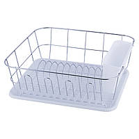 Сушарка для посуду з піддоном Kamille KM-0763D 37*33*13,5 см Білий Сушарка для столових приладів і посуду