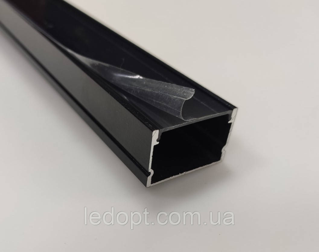 Алюмінієвий профіль накладної для світлодіодним Led стрічки ЛП20 чорний + розсіювач чорний