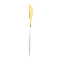 Нож столовый REMY-DECOR золотого цвета с белой ручкой из нержавейки. Приборы для ресторанов кафе и дома