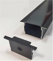 Алюмінієвий профіль врізний для світлодіодним Led стрічки ЛСВ20 чорний + розсіювач чорний