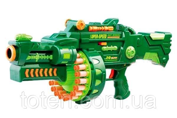 Бластер кулемет автомат 52 см, звук. ефекти, на батарейках. Снаряди 20 патронів+20 куль з присосками, фото 1