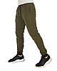 Теплі чоловічі спортивні штани на флісі WB розмір S оливкові, фото 2