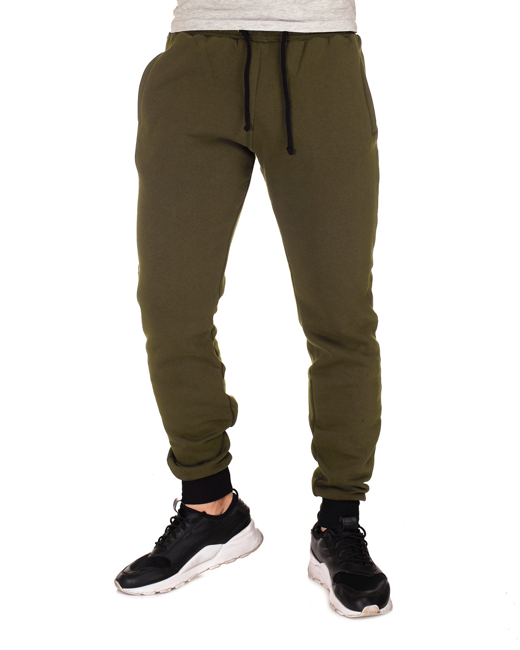 Теплі чоловічі спортивні штани на флісі WB розмір S оливкові