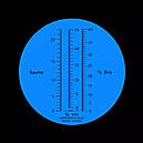 Портативний рефрактометр RHBW — 25 ATC, Три шкали: (Baume 0-20%) (спирт 0-25%) (Brix 0-40%), фото 6