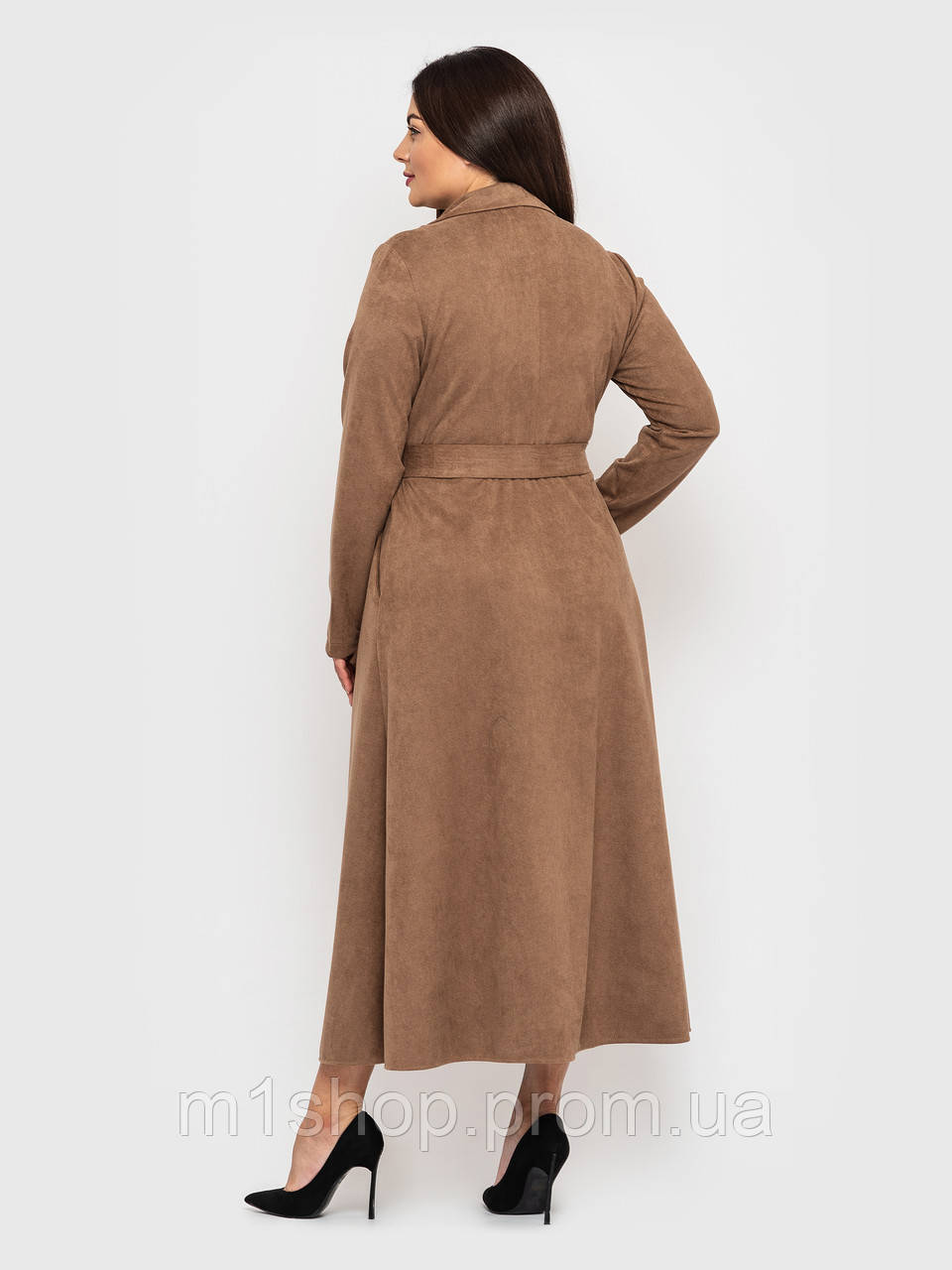Женское длинное расклешенное замшевое платье больших размеров (Инес lzn ) - фото 5 - id-p1291178912