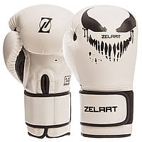 Перчатки для бокса белые на липучке ZELART PU BO-1370, 10 унций