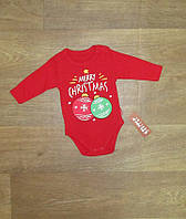 Детский новогодний боди для малышей Турция, красный бодик для новорожденного с длинным рукавом