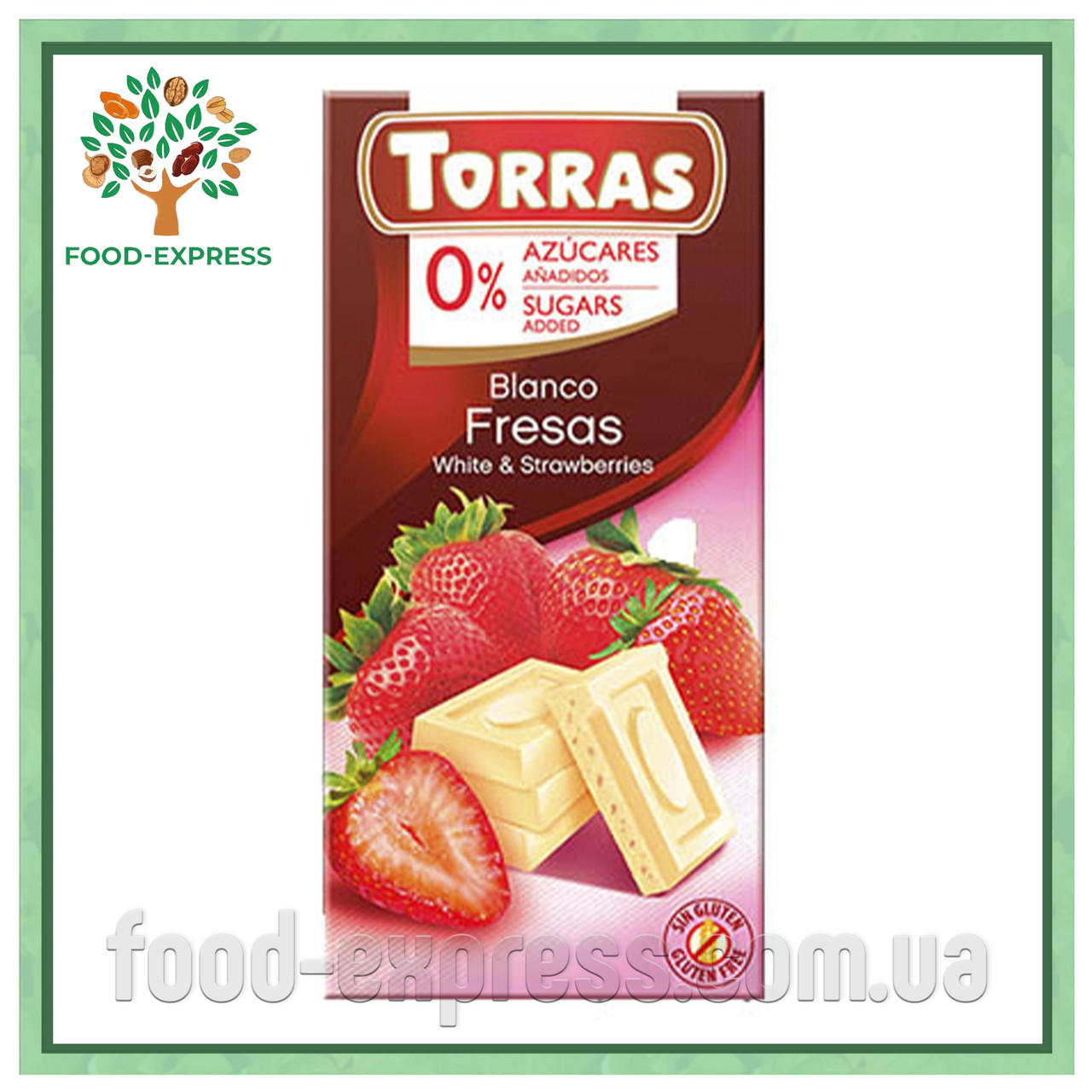 TORRAS білий з полуницею, без цукру 75Г, фото 1