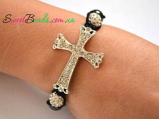 Браслет Шамбала-2, хрест із завитками на кінцях
