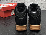 Зимові замшеві чоловічі кросівки з хутром Nike Air Force "Чорні" р. 40-45, фото 4