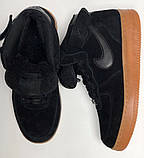 Зимові замшеві чоловічі кросівки з хутром Nike Air Force "Чорні" р. 40-45, фото 8