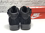 Зимові замшеві чоловічі кросівки з хутром Nike Air Force "Чорні" високі р.40-45, фото 4