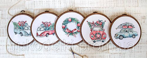 Набір для вишивання LETISTITCH "Retro Christmas Cars / Kit of 5" LETI 965