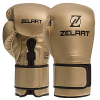 Перчатки боксерские ZELART золотые на липучке PU BO-1391, 12 унций: Gsport