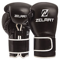 Перчатки ZELART для бокса черные на липучке PU BO-1391, 12 унций: Gsport