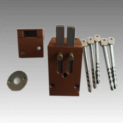 Замок рейковий квартирний прямого ходу 2 ригелі (круглий ключ), фото 1