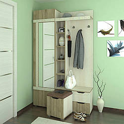 Сучасний світлий передпокій 120 см у коридор з пуфом дзеркалом і тумбою для взуття Тая Летро