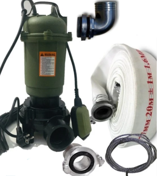 Фекальний насос з НОЖЕМ + рукав + трос + гайки (повний компл) WISLA WQD 2,6 чавун + перч, фото 1
