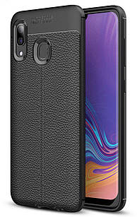 Чохол силікон Auto Focus шкіра для Samsung Galaxy А20 А205 Black