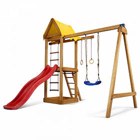 Ігровий дерев'яний майданчик із гіркою та гойдалками для дітей Babyland-18