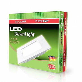 LED Світильник EUROLAMP квадратний Downlight 4W 3000K, фото 5