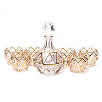 Набор для виски Butterfly Preface 970005 (графин 0,87 л. и 6 стаканов 0,3 л) золотистый