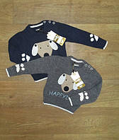 Детский свитер для мальчика "Собачка" Турция, вязаная кофта на мальчика кнопки по плечу