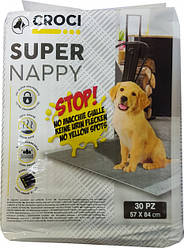 Пелюшки для собак  Super Nappy Carbon з активованим вугіллям,  шт Croci, 84х57 см, 30 шт