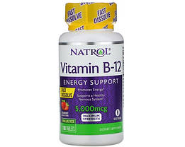 Вітамін Б12 Natrol Vitamin B-12 5000 mcg 100 таб полуниця, фото 2