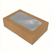 Коробка 200х130х50 мм з вікном для суші Крафт
