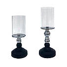 Підсвічник святковий REMY-DEСOR металевий Лунд чорно-сріблястого кольору зі скляною колбою висота 28 см, фото 4