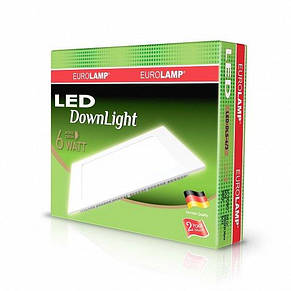 LED Світильник EUROLAMP квадратний Downlight 6W 3000K, фото 3