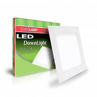 LED Світильник EUROLAMP квадратний Downlight 24W 4000K, фото 1
