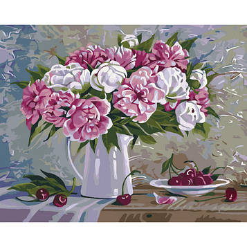 Картина за номерами 40х50 см Ідейка (без коробки) Півонії і вишні (КНО 2061)