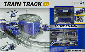 Залізниця на бат-ці,локомотив,вагон,транспорт,станція,в кор-ці,50х31х7,5см №866-2-5(12)