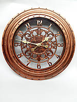 Массивные винтажные настенные часы под старину в бронзовой оправе