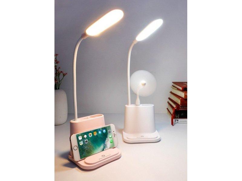 Умная настольная светодиодная лампа 3в1 со встроенным аккумулятором и PowerBank розовая - фото 2 - id-p1291499424