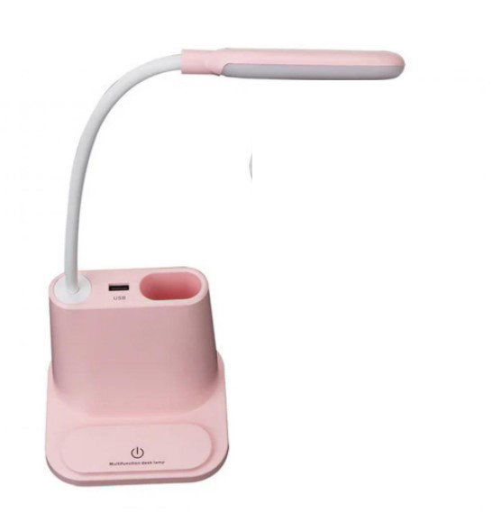 Розумна настільна світлодіодна лампа 3в1 з вбудованим акумулятором і PowerBank рожева