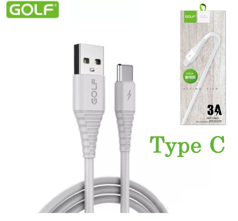Кабель швидкої зарядки GOLF GC-64T White Type C Fast Charge 3A Кабель быстрая зарядка