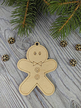 Дерев'яна ялинкова іграшка Чоловічок 8,5*6,5 см