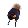 Зимова шапка для хлопчика з помпоном з натурального хутра єнота TuTu 41 арт. 3-005170(42-46, 46-50, 50-54), фото 2