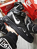 Кросівки зимові чоловічі Nike Air Force хутро чорні, фото 3