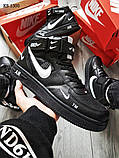 Кросівки зимові чоловічі Nike Air Force хутро чорні, фото 6