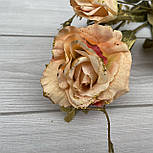 Штучна троянда вінтажна в золотим кантом 90 см (абрикосовий ), фото 2